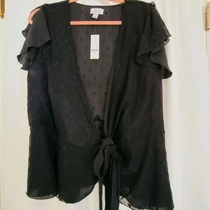 Black lace top with tie ribbon